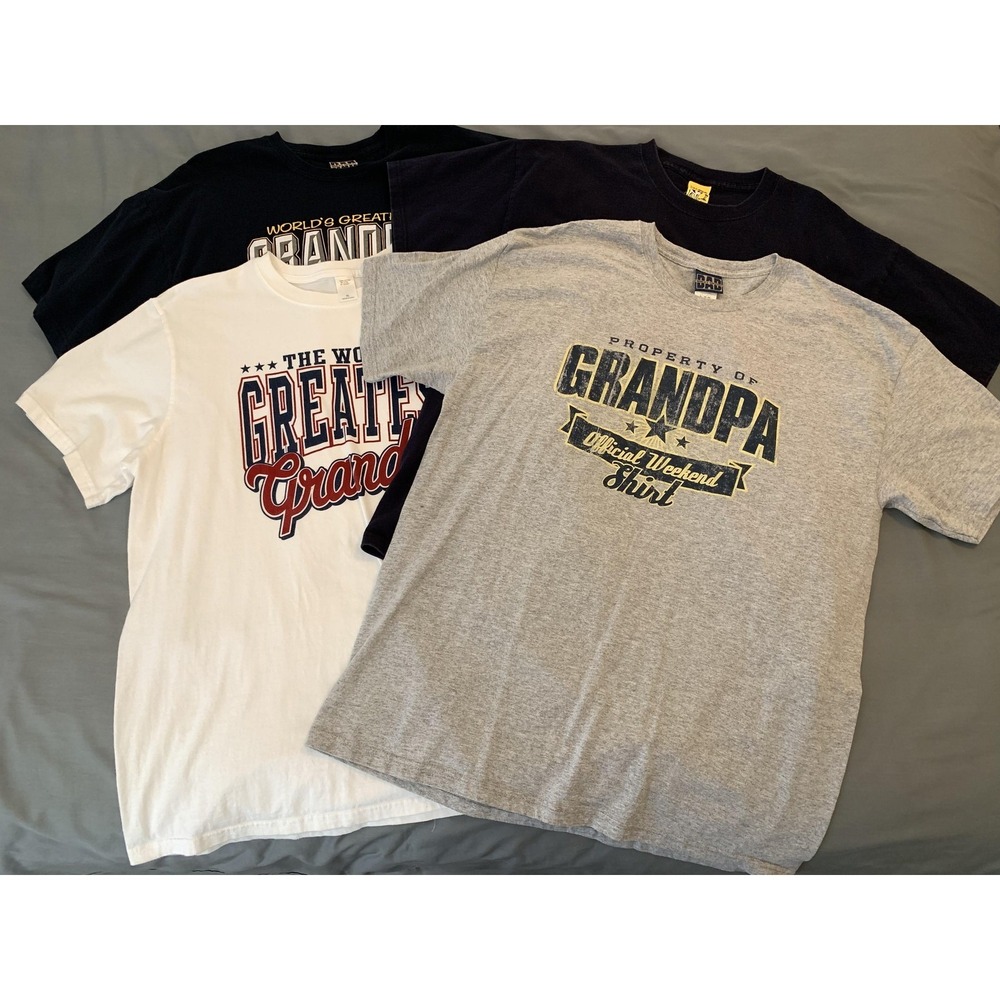 Grandpa Shirt Lot Of 4 Mens XL Multicolor World's Greatest Big Dogs Tee T-Shirt